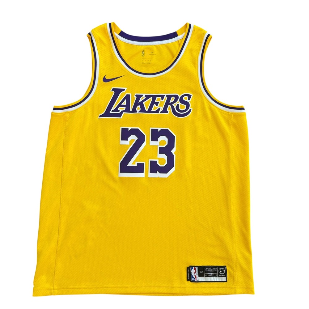 Nike LeBron James Los Angeles Lakers 23 Swingman Jersey Yellow Mens XL 52 NBA